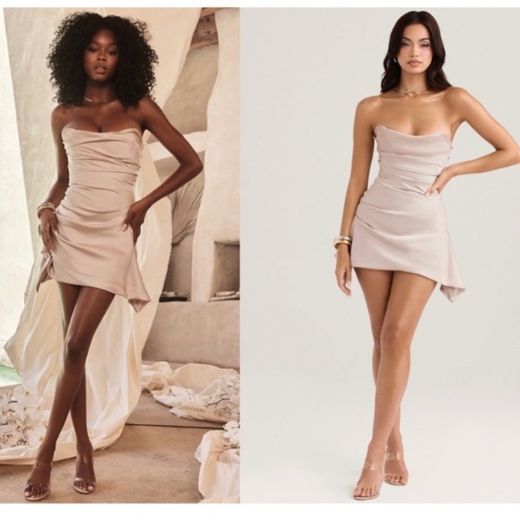 HOUSE OF CB 'Jasmine' Oyster Draped Strapless Corset Dress/Size S NWOT - Picture 13 of 13